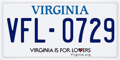 VA license plate VFL0729