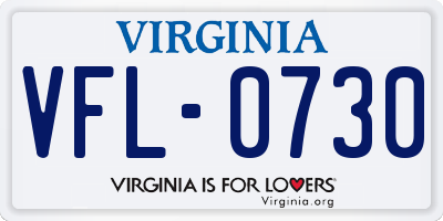 VA license plate VFL0730