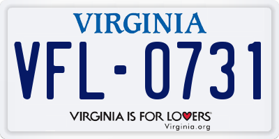 VA license plate VFL0731