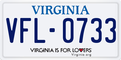 VA license plate VFL0733