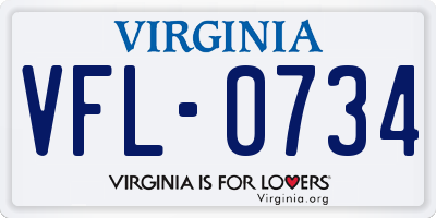 VA license plate VFL0734