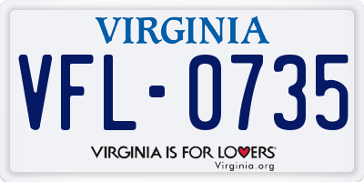 VA license plate VFL0735