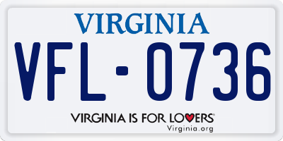 VA license plate VFL0736