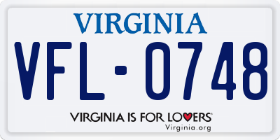 VA license plate VFL0748