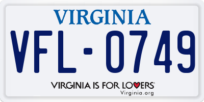 VA license plate VFL0749