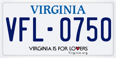 VA license plate VFL0750