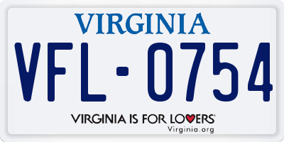 VA license plate VFL0754