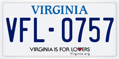 VA license plate VFL0757