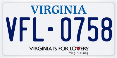 VA license plate VFL0758