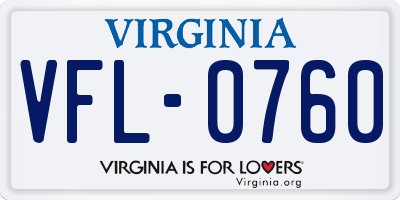 VA license plate VFL0760