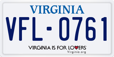 VA license plate VFL0761