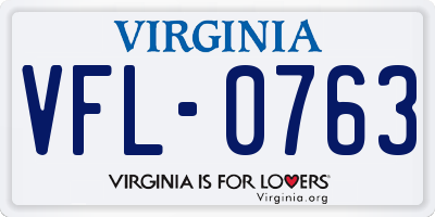 VA license plate VFL0763