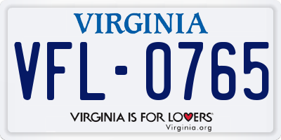 VA license plate VFL0765