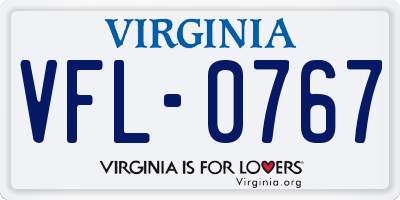 VA license plate VFL0767