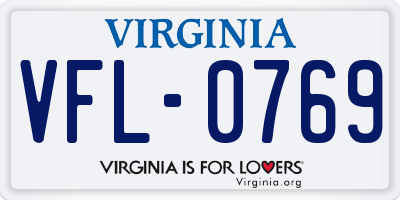 VA license plate VFL0769