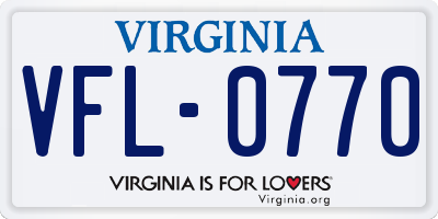 VA license plate VFL0770
