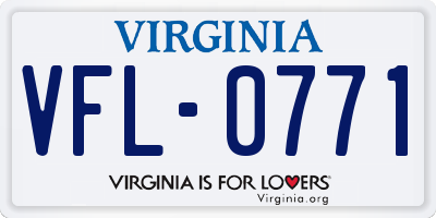 VA license plate VFL0771