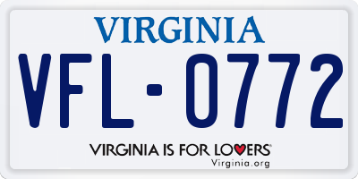 VA license plate VFL0772
