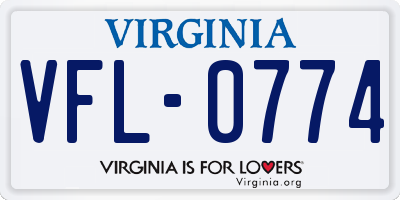 VA license plate VFL0774