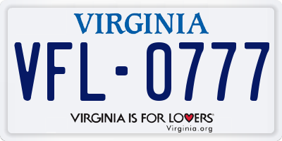 VA license plate VFL0777