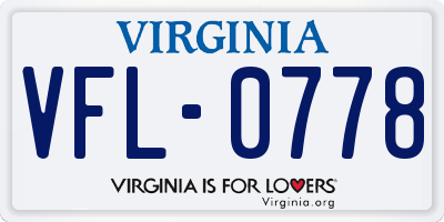 VA license plate VFL0778