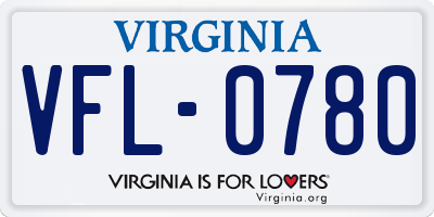 VA license plate VFL0780