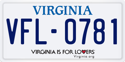 VA license plate VFL0781