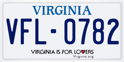 VA license plate VFL0782