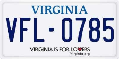 VA license plate VFL0785