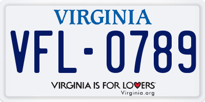 VA license plate VFL0789