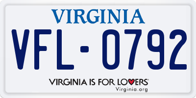 VA license plate VFL0792