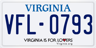 VA license plate VFL0793