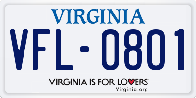 VA license plate VFL0801