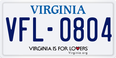 VA license plate VFL0804