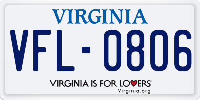 VA license plate VFL0806