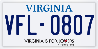 VA license plate VFL0807