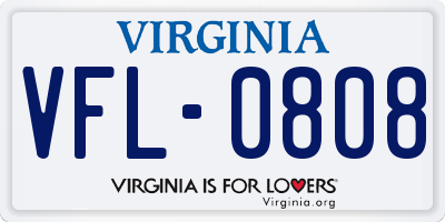 VA license plate VFL0808