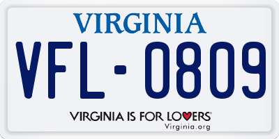 VA license plate VFL0809