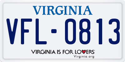 VA license plate VFL0813
