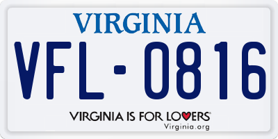 VA license plate VFL0816