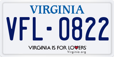 VA license plate VFL0822