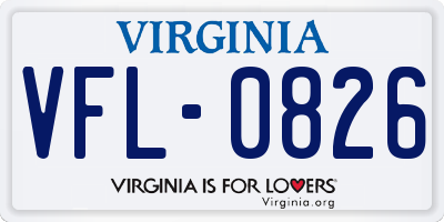VA license plate VFL0826