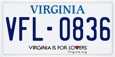 VA license plate VFL0836