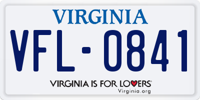 VA license plate VFL0841