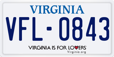 VA license plate VFL0843