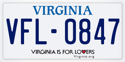VA license plate VFL0847