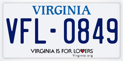 VA license plate VFL0849