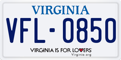 VA license plate VFL0850