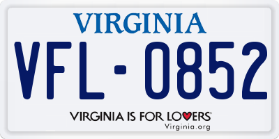VA license plate VFL0852