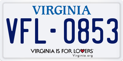 VA license plate VFL0853